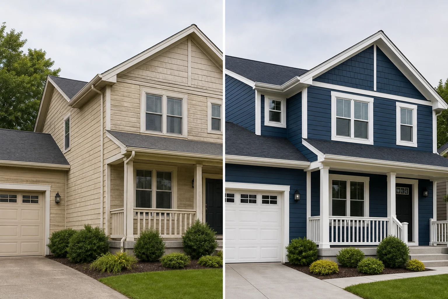 dull faded suburban house exterior